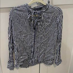 Zara Striped blouse with necktie
